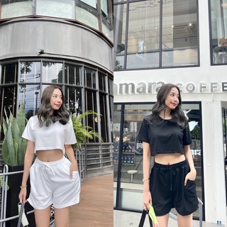 Amy crop+pants  เซ็ท2ชิ้น เสื้อครอปและกางเกง