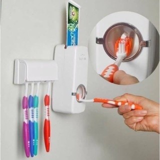 Toothpaste Dispenser เครื่องกดยาสีฟันศูนย์ยากาศ พร้อมที่แขวนแปรงสีฟัน บีบยาสีฟันได้ง่ายไร้การสัมผัส