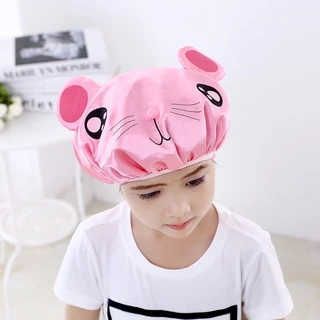 ღ หมวกอาบน้ำกันน้ำลายการ์ตูนเด็ก 2 ชั้น หมวกอาบน้ำเด็กป้องกันหูน่ารัก