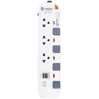 รางปลั๊กไฟ 3ช่อง มี2USB 2.1A 4สวิทช์ Toshino รุ่น P3375USB