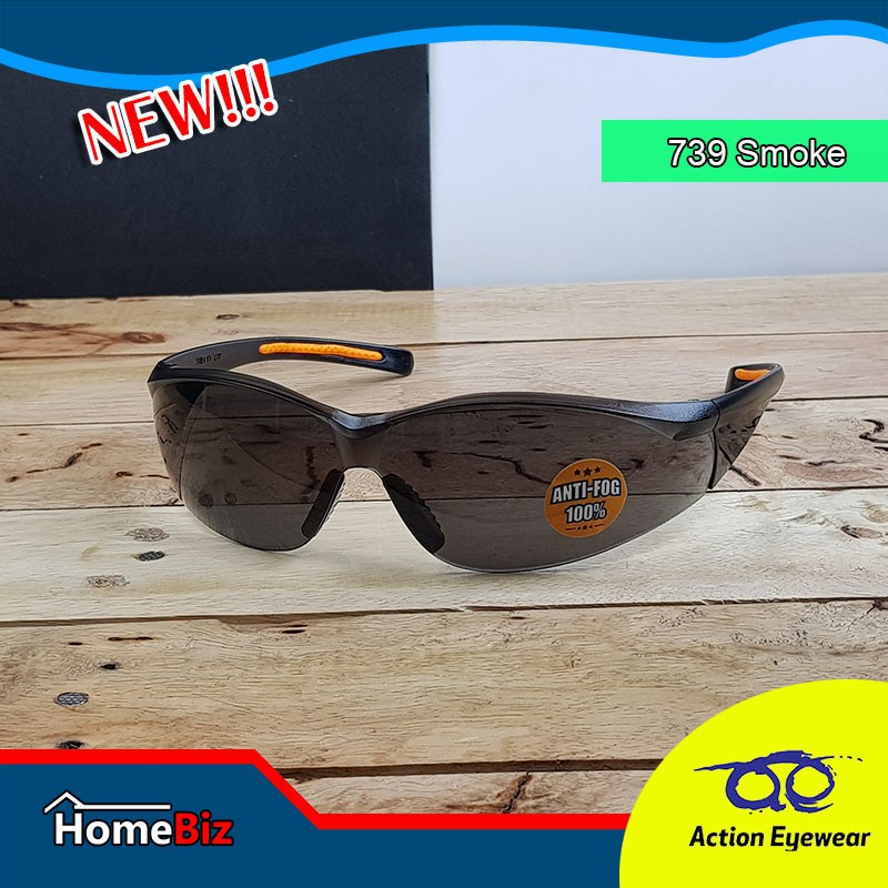 Action Eyewear รุ่น 739 Smoke, แว่นตานิรภัย, กันUV, ใส่เที่ยว ใส่ออกกำลังกาย