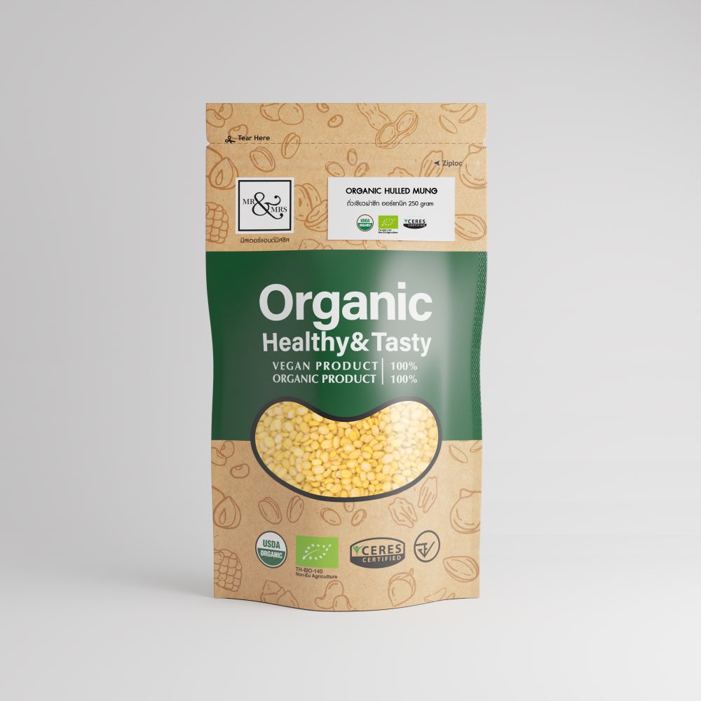 Mr. & Mrs. Organic Hulled Split Mung Bean เมล็ดถั่วเขียวผ่าซีก ออร์แก (250g)