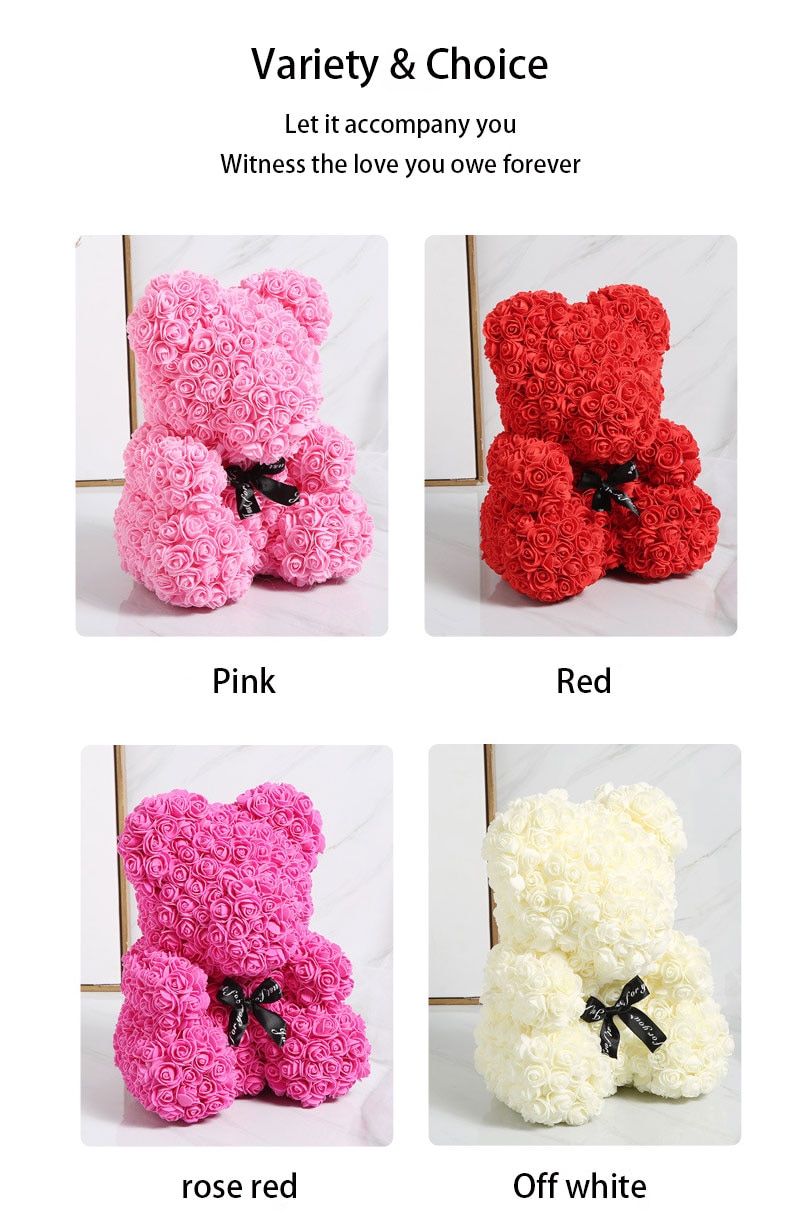 Qdr Rose Bear Artificial Flowers Roses Teddy Bear Unicorn Anniversary Christmas Valentine Gift For Girlfriend Wedding De à¸£à¸²à¸„à¸²à¸— à¸