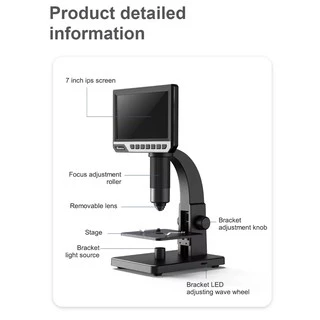 ใหม่ล่าสุด HD 7นิ้ว2000Xกล้องจุลทรรศน์ดิจิตอลสำหรับDIY 500X 1000X USB อุตสาหกรรมกล้องจุลทรรศน์ต่อเนื่องขยายแว่นขยาย