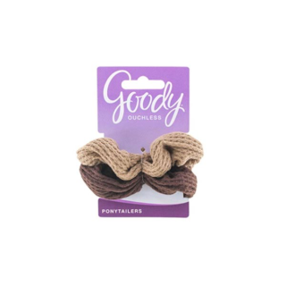 Goody ยางรัดผม 05522 Womens Ouchless Waffle Scrunchies- น้ำตาลอ่อน/เข้ม (2 ชิ้น)