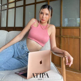 Atipashop - Vida rib crop เสื้อครอป แขนกุด ทรง เสื้อกล้าม มีดีเทลสายเดี่ยวข้าง มีสีให้เลือกหลายสี