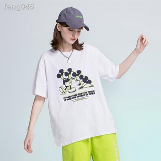 feng046WODA แห่งชาติแบรนด์น้ำคู่ผู้ชายและผู้หญิงฤดูร้อนละลาย Mickey พิมพ์เสื้อยืดผ้าฝ้ายสบายๆหลวมแขนสั้นสีขาว