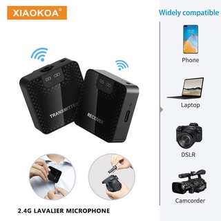 Xiaokoa ไมโครโฟนไร้สาย 60 เมตร 2.4Ghz Lavalier Vlogging ชาร์จได้ สําหรับโทรศัพท์มือถือ PC แล็ปท็อป DSLR