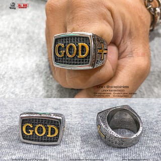 แหวน GOD แหวนgod สองกษัตริย์ แหวนสแตนเลส แหวนเท่ๆ แหวนแฟชั่น สแตนเลสแท้ stainless 316l แท้100% allacc