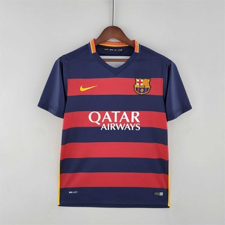 เสื้อกีฬาแขนสั้น ลายทีมชาติฟุตบอล Barcelona 15-16 ชุดเหย้า สไตล์เรโทร