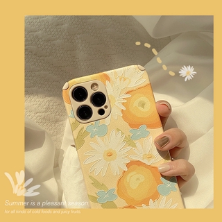 เคส iphone Oil painting style flowers Artificial leather เคสโทรศัพท์ แบบซิลิโคน สําหรับ iPhone 11 Pro Max X Xr Xs Max 7 8 Plus Se 2020 12 Pro Max 12 Mini