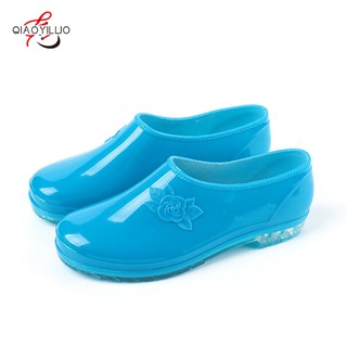 QiaoYiLuo รองเท้ากันฝนผู้หญิง รองเท้ากันน้ำ ขอบต่ำ ไม่หุ้มข้อ สีพื้น มี 4 สีให้เลือก ไซส์36-40