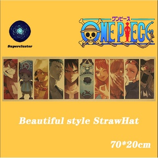 One Piece "Beautiful style StrawHat" anime poster Kraft Paper Wallpaper wall poster Paintings Vintage 70*20cm