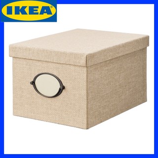 กล่อง กล่องใส่ของ กล่องเก็บของ มินิมอล minimal ของแต่งบ้านมินิมอล IKEA 🌈 KVARNVIK ควอร์นวีค กล่องเก็บของพร้อมฝา, เบจ