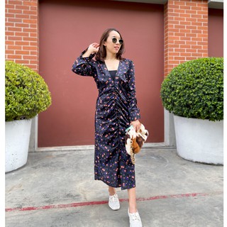 Ladyiconz - Deep Blue Navy Floral Dress เดรสลายดอก