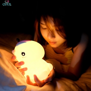 In Stock โคมไฟ Led ซิลิโคนรูปยูนิคอร์นสําหรับเด็ก