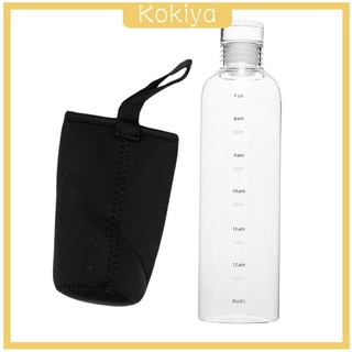 [KOKIYA] Portable Glass Water Bottle with Time Marker for Travel