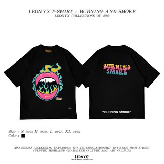 เสื้อยืดอินเทรนด์ขนาดเต็มเสื้อยืดแขนสั้น "BURNING SMOKE" LEONYX T-SHIRTS-3XL