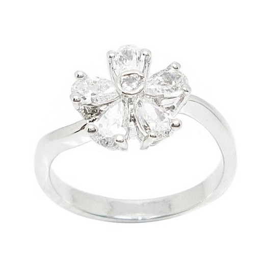 แหวน มินิมอล แฟชั่น  แหวนดอกไม้ ประดับเพชร ชุบทองคำขาว
