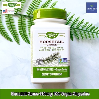 Natures Way - Horsetail Grass 440 mg 100 Vegan Capsules สารสกัดจากหญ้าหางม้า เพื่อผมและเล็บ รากผมแข็งแรง