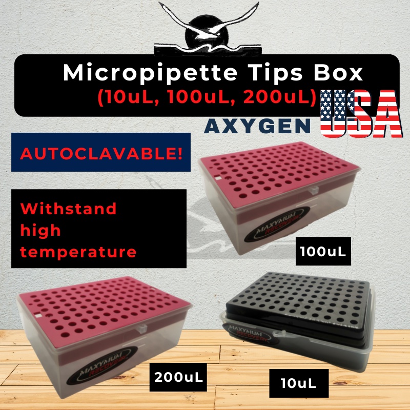 Axygen/USA (10ul 100ul 200ul 1000ul) กล่องเคล็ดลับปิเปตกล่องไมโครปิเปตได้ 96 Wells กล่องเก็บของทนควา