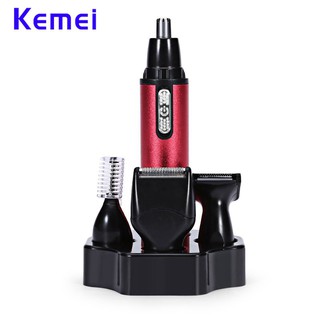 Kemei 4In1 แฟชั่นหูจมูก ที่กันจอนผม โกนหนวดไฟฟ้าปลอดภัยใบหน้าดูแลปัตตาเลี่ยนตัดสำหรับจอนขนจมูกชายและหญิง