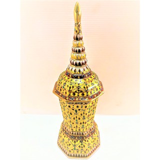 โกศเบญจรงค์ เหลืองลาย