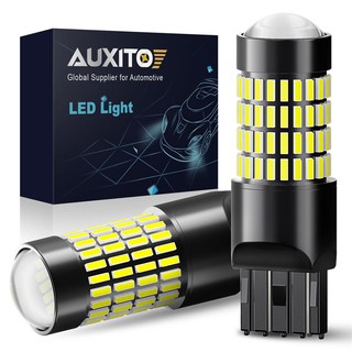 Auxito หลอดไฟเบรก LED 7443 7441 7440 W21W 14V 2800LM 6000K 102SMD 4014 สําหรับไฟถอยหลัง 2 ชิ้น