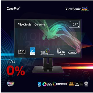 [ผ่อน0%] ViewSonic VP2768a ColorPro 27 Inch 1440p IPS Monitor 100% sRGB, Rec 709, USB C (90W), RJ45 Hardware Calibration