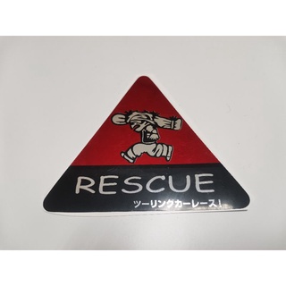 สติ๊กเกอร์ฟอยล์แดงวาว สามเหลี่ยม รูป RESCUE หน่วยกู้ภัย กู้ภัย คนแบกศพ ติดรถ แต่งรถ เก็บศพ ศพ sticker สามเหลี่ยม