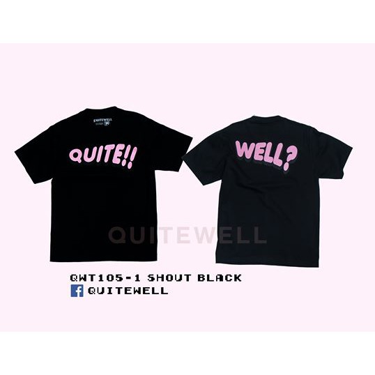 QUITEWELL เสื้อยืดแขนสั้น 105-1 SHOUT BLACK เสื้อผู้ชาย Oversize สกรีนลาย สีดำ วินเทจ