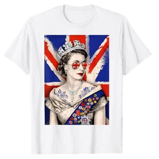 Queen of England T-shirt Queen Elizabeth T Shirt White Queen Elizabeths II Round Neck Short Sleeve T-shirt for Women an