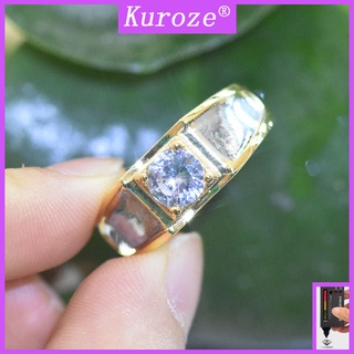 [Kuroze] แหวนหมั้น เพชรโมอิส ทอง 18K ทูโทน สีขาว เรียบง่าย สําหรับผู้ชาย และผู้หญิง