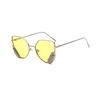 GAMT Cat Eye  - Silver Frame Yellow Lens กรอบเงินตกแต่งปีกนก เลนส์สีเหลืองอ่อน ของแท้ พร้อมส่ง