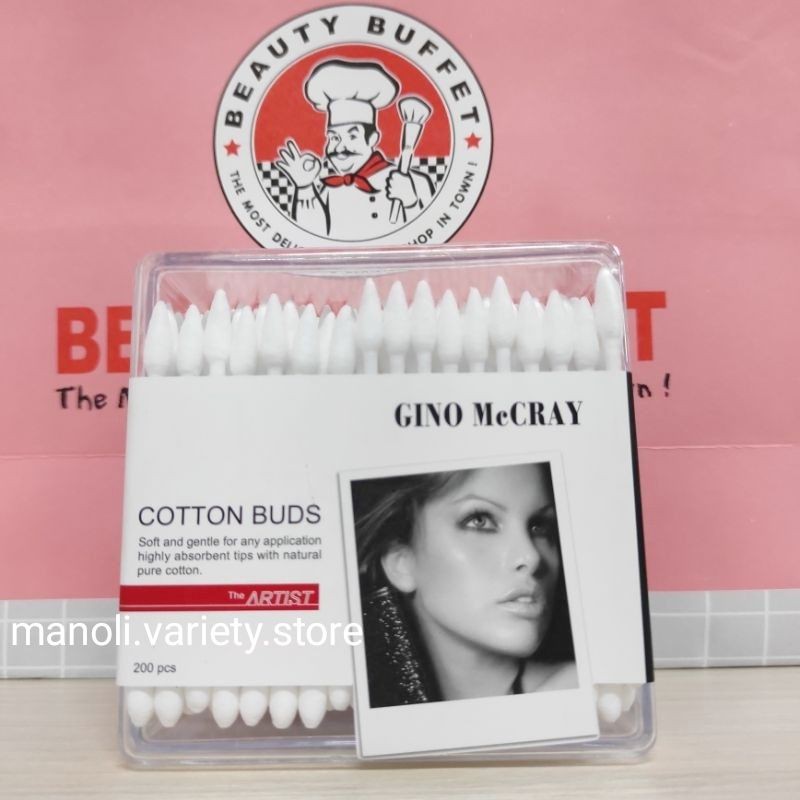 Cotton buds หัวกลม-แหลม 200 สำลีก้าน GINO McCRAY by beauty buffet ของแท้