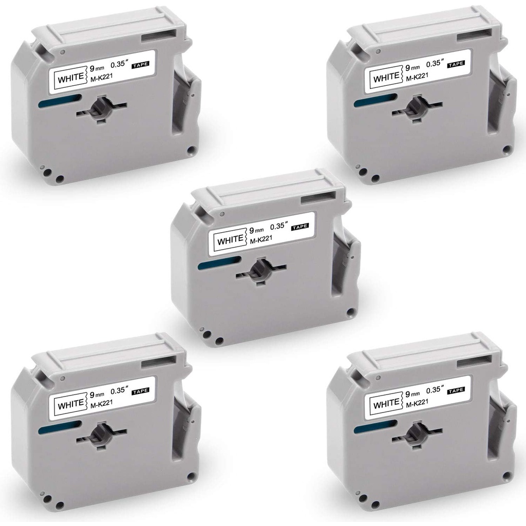 5 Pack เข้ากันได้กับรุ่นพี่น้อง P-Touch M-K 221M-K221S m221S m221MK-221 เทปติดฉลากกับ Ptouch PT-M95 