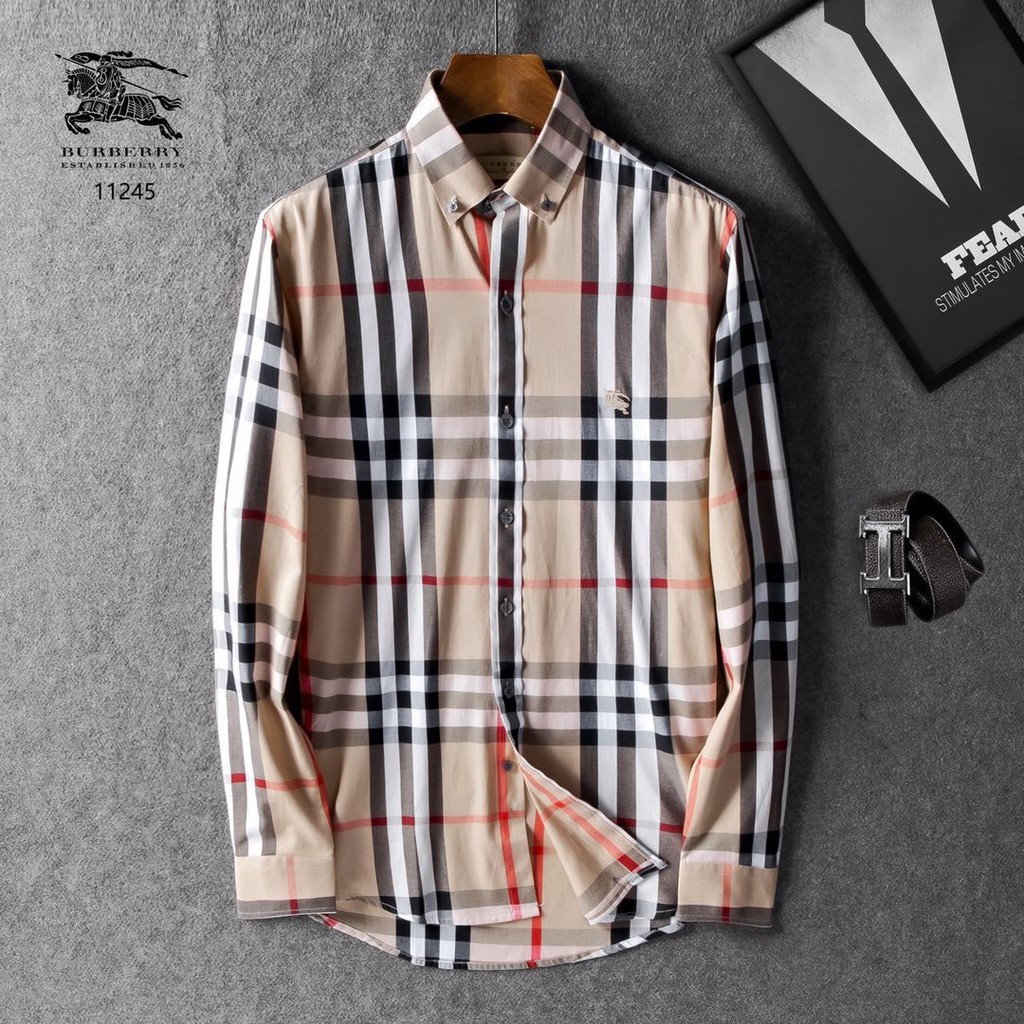 เสื้อเชิ้ตแขนยาวผู้ชายเบอร์เบอรี่ Burberry ลายสก็อต ผ้า cotton 100%  เสื้อเชิ้ตBURBERRY#11232 เสื้อb