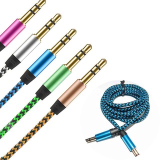 สายAux jack 3.5mm. สายต่อช่องหูฟัง สายถักอย่างดียาว1เมตร