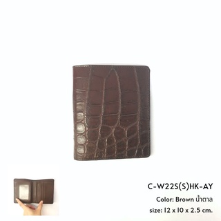 Prang Crocodile Leather Short Bi-fold HK Wallet กระเป๋าสตางค์ สองพับสั้นหนังท้องจระเข้ ทรงHK C-W22S(S)HK-AY