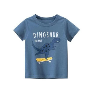 Babyonline(Y094)I1 (ส่งด่วน1วัน)เสื้อยืดคอกลมเด็กผู้ชายพิมพ์ลายไดโนเสาร์ ผ้าฝ้าย นิ่ม