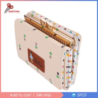 【สต็อกพร้อม】 กระเป๋าสตางค์ใบสั้นสีเบจสีขาวสำหรับผู้หญิง