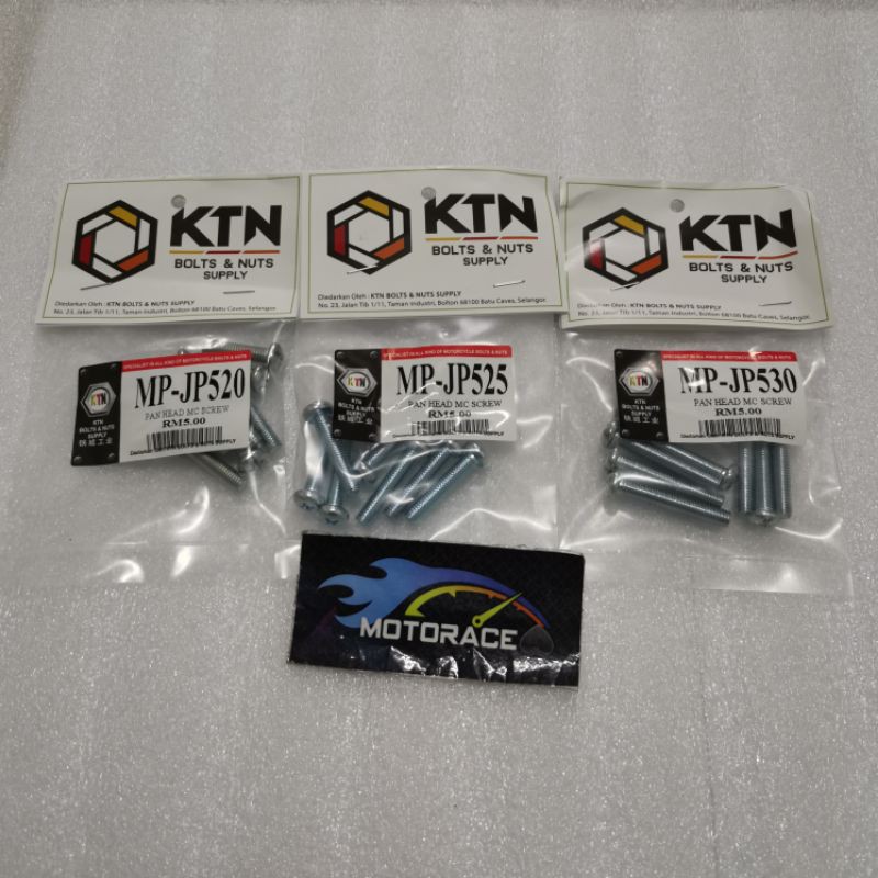KTN PAN HEAD M/C SCREW M5X20 / M5X25 / M5X30 MINI PACK