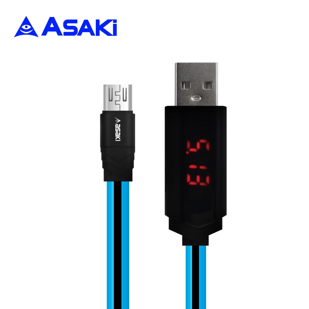 Asaki สายชาร์จและโอนย้ายข้อมูล Micro USB ระบบ ANDROID ตั้งเวลาตัดไฟได้ หน้าจอ LED ของแท้ รับประกัน 1 ปี รุ่น A-2017