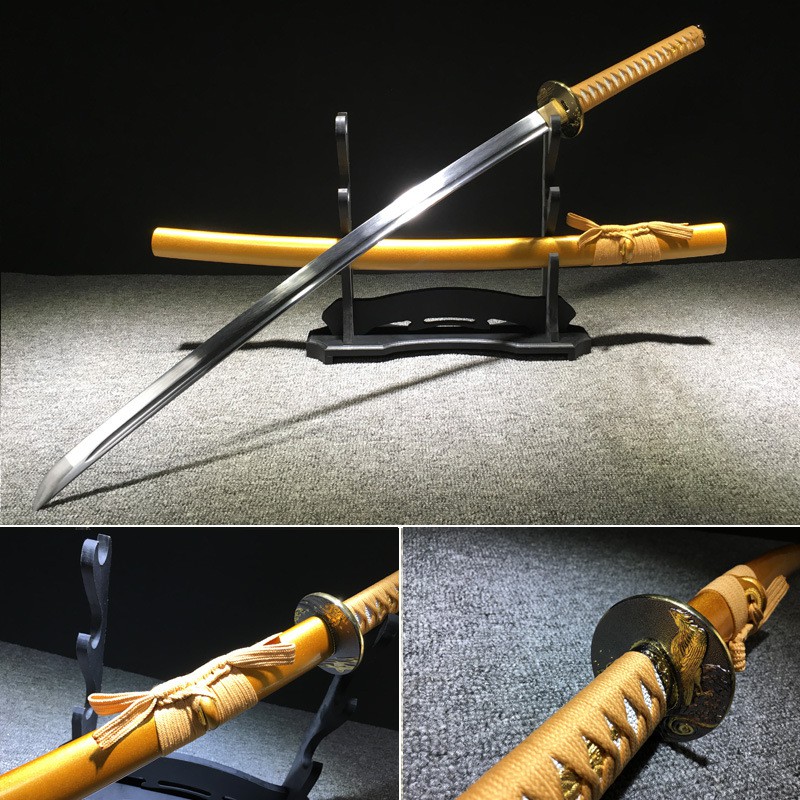 Samurai Sword ดาบซามูไร JAPAN คาตานะ サムライ Katana ใบดาบ เปิดคม มีดดาบ ดาบนินจา + กล่องไม้เก็บดาบสีดำ อย่างดี 00053