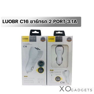 LUOBR C16 หัวชาร์ทรถ ช่องชาร์จ 2 USB ที่ชาร์จไฟมือถือในรถ 3.1A