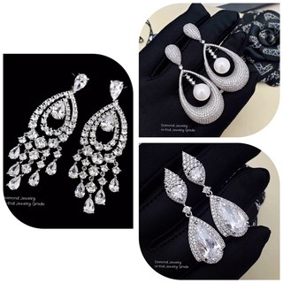 Diamond Earring  ต่างหูห้อยเพชรcz งานจริงสวยมาก ดีไซส์เก๋ๆ