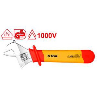 Total กุญแจเลื่อน หุ้มฉนวน VDE กันไฟฟ้า 1000 โวลท์ รุ่น THIADW101 Insulated Adjustable Wrench ประแจเลื่อน