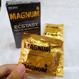 Trojan® Magnum ECSTASY Ultrasmooth Lubricant Condoms  5 or 10 Pieces ถุงยางอนามัยขนาดใหญ่ 54 mm รู้สึกเป็นธรรมชาติมากขึน