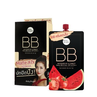 Baby Bright Watermelon &amp; Tomato BB Cream เบบี้ไบร์ท บีบี ครีม วอเตอร์เมล่อน แอนด์ โทเมโท ครีมแตงโม มะเขือเทศ ขนาด 7g.