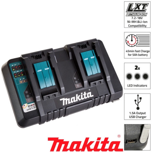 DC18RD  MAKITA 18V 2 BATTERY CHARGER MAKITA THAILAND WARRANTY แท่นชาร์ท แบตเตอรี่ 18 โวลท์ พร้อมกัน 